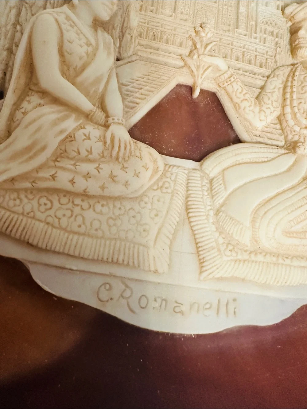 Vintage 1980 Incolay Stone Taj Mahal Lovers Carl Romanelli 10” Collector Plate